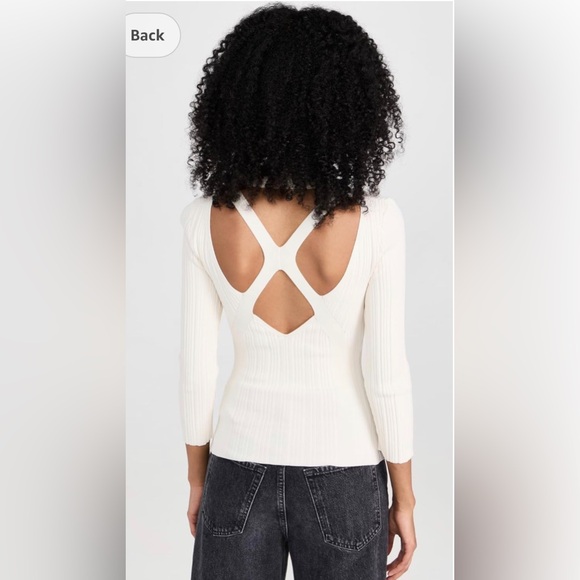 NWT 7 For All Mankind Womens Detailed Back Rib 3/4 Sleeve Top - Picture 2 of 7